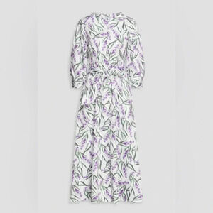 Olivia Rubin Size 4 Annie White Purple Lavender Floral Print Midi Dress